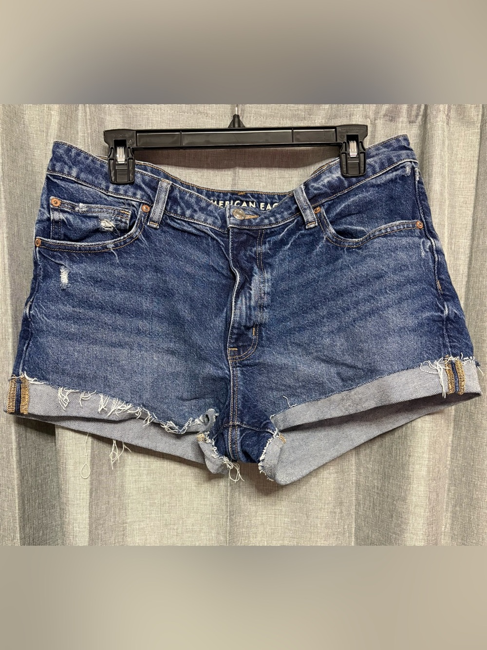 American Eagle Outfitters Dark Blue Denim Frayed Cutoff Shorts